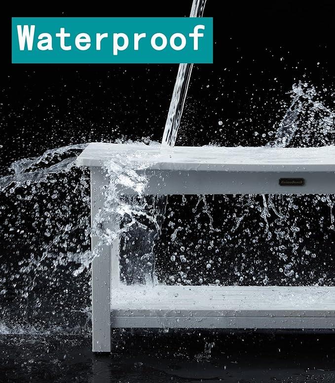 36'' Large Shower Bench Seat, Poly Lumber Bath Double People Stool for Inside Shower Waterproof, HDPS Plastic Bath Spa Chair Seat for Shaving Legs with Adjustable Feet, White (36x13 Inches) - ModernBath