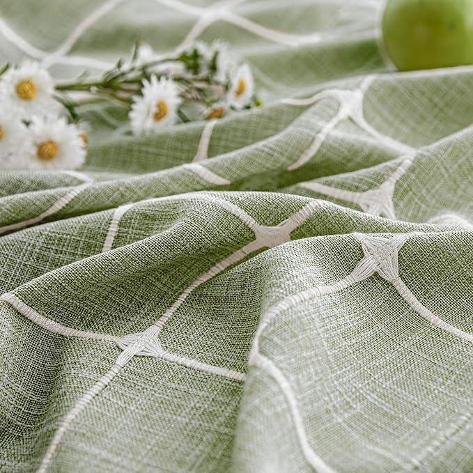 River Dream Sage Green Farmhouse Shower Curtain with Snap-in Liner, No Hooks Needed,with Magnets,with Tassels,Water Repellent&Machine Washable,71x86Inch - ModernBath