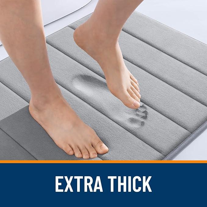 OLANLY Memory Foam Long Bathroom Rugs Runner 59x20, Super Soft Absorbent Bath Mat, Quick Dry, Machine Washable Shower Floor Rugs, Bathmat Carpet, Bathroom Home Decor Accessories, Grey - ModernBath