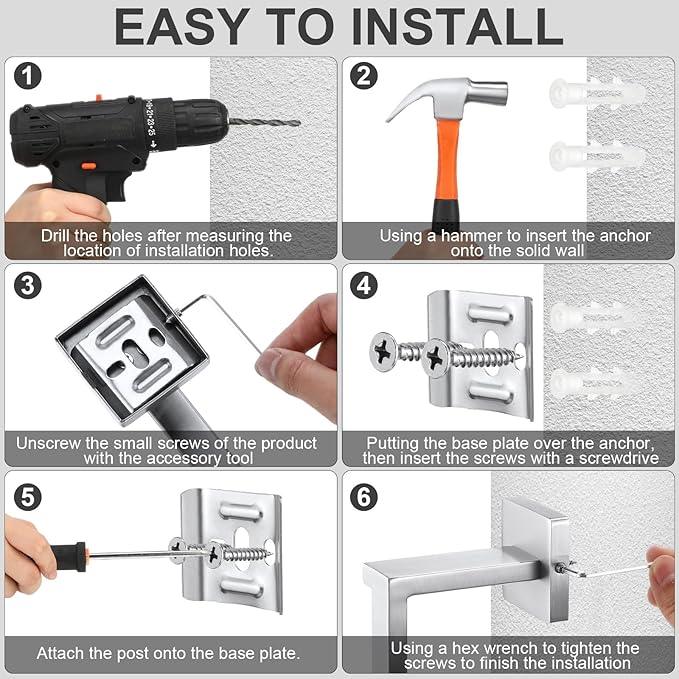 Gisafai 15 Pcs Silver Bathroom Hardware Accessories Set 23.6 Inch Bath Towel Bar Kit Stainless Steel Bathroom Hardware Set Towel Racks Ring Robe Hooks Paper Holder for Wall Mounted - ModernBath