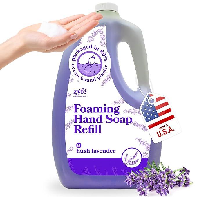 ZYFE Lavender Hand Soap Refills Foam, 64oz Liquid Hand Soap Foam Refill in Recycled Bottle, Natural Handwash Refill with Essential Oils, Biodegradable & Moisturizing - ModernBath