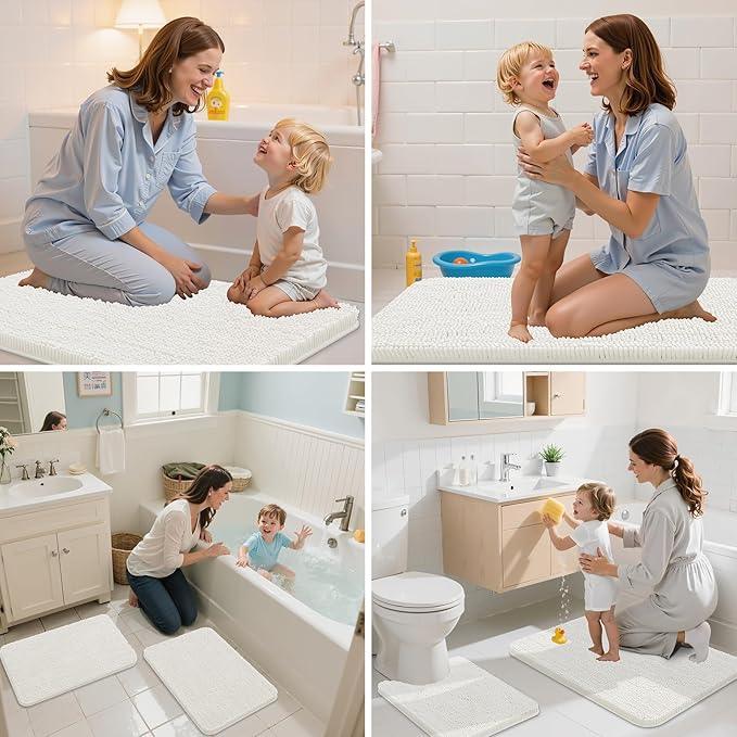 Arotive Bathroom Rugs 36x24, Extra Soft Absorbent Shaggy Chenille Bath Rugs, Machine Washable Rubber Backing Non-Slip Bath Mats for Bathroom Floor Tub and Shower, Home Decor Accessories, Ivory - ModernBath
