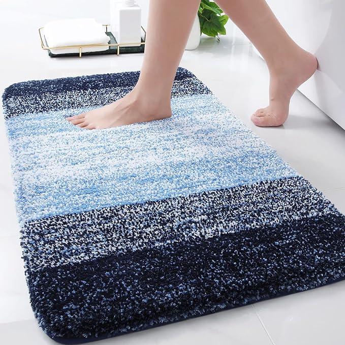 Arotive Microfiber Bathroom Rugs, Shaggy Soft and Absorbent Bath Rug, Non-Slip, Thick Plush Machine Washable Dry Bath Mats for Bathroom, Tub and Shower, 30x20, Blue, Rectangular - ModernBath