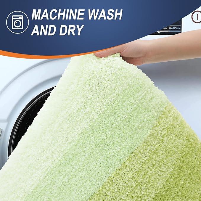 OLANLY Bathroom Rugs Mat 24x16, Extra Soft Absorbent Microfiber Bath Rugs, Rubber Backing, Quick Dry, Machine Washable Bath Mats for Bathroom Floor, Tub and Shower, Home Decor Accessories, Light Green - ModernBath