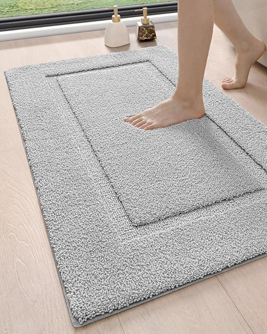 DEXI Bathroom Rugs 43x24, Washable Non Slip Bath Mat for Shower Floor, Absorbent Quick Dry Bathmat with Rubber Backing, Ultra Soft Plush Carpet for Tub, Light Grey - ModernBath