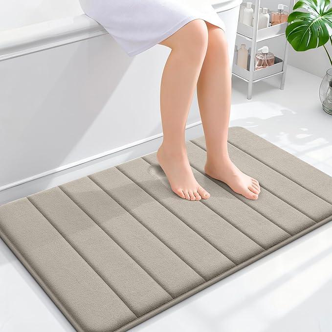 OLANLY Memory Foam Bath Mat 36x24, Super Soft Absorbent Bathroom Rugs, Quick Dry, Machine Washable Shower Floor Rugs, Bathmat Carpet, Bathroom Home Decor Accessories, Warm Taupe - ModernBath