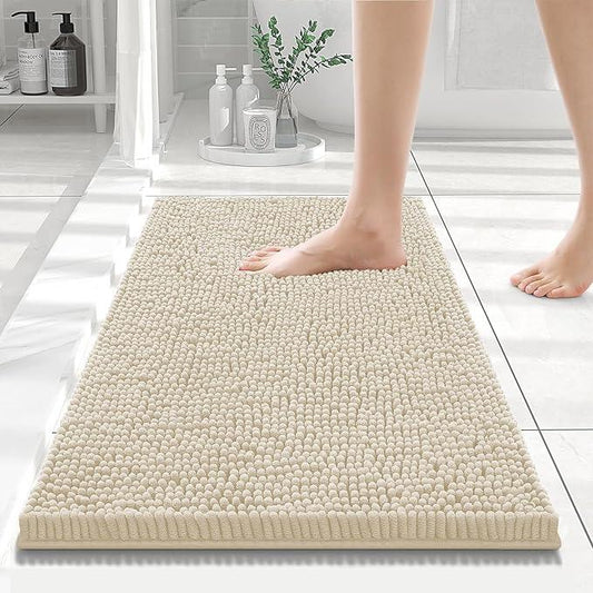 Smiry Luxury Chenille Bathroom Rugs 24x16, Extra Soft and Absorbent Shaggy Bath Mat, Machine Washable, Non-Slip Plush Carpet Runner for Tub, Shower, and Floor, Home Decor Accessories, Sand - ModernBath