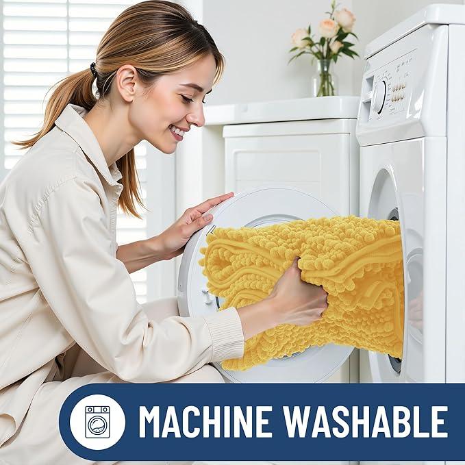 Smiry Bathroom Rugs Mat 36x24, Extra Soft Absorbent Chenille Bath Rugs, Non Slip Rubber Backing Machine Washable Quick Dry Bath Mats for Bathroom Floor, Tub, Shower, Home Decor Accessories, Yellow - ModernBath