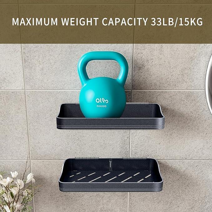 Luxury Shower Caddy, Rustproof Metal Large Capacity Bathroom Shelves for Storage, Adhesive or Drill Mounting for Kitchen Holder & Organizer (2 Pack) - ModernBath