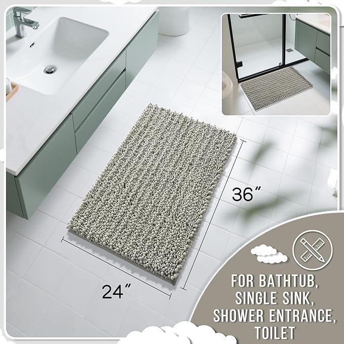 Yimobra Large Bathroom Rugs Non Slip Washable 36x24 Inch - Ultra Soft Absorbent Chenille Bath Mat, Quick Dry Shaggy Floor Carpet for Tub Shower, Sand Home Decor Accessories - ModernBath