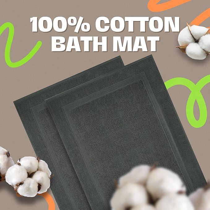 Infinitee Xclusives Premium Cotton Grey Bath Mats –Pack of 2, (34x22 Inches) [Not a Bathroom Rug] Ultra Soft and Super Absorbent Floor Mat, Machine Washable (Shadow Grey, Towel Bath Mats) - ModernBath