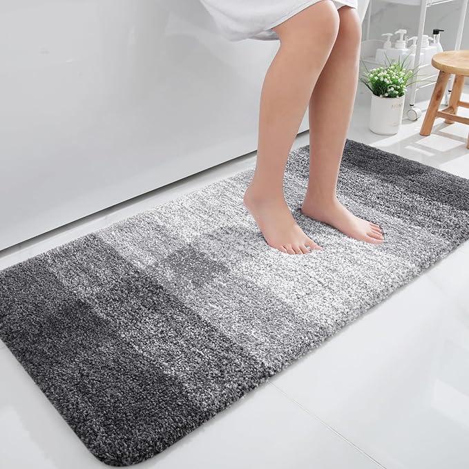 OLANLY Bathroom Runner Rugs 45x27, Extra Soft Absorbent Microfiber Bath Rugs, Rubber Backing, Quick Dry, Machine Washable Bath Mats for Bathroom Floor, Tub and Shower, Home Decor Accessories, Grey - ModernBath