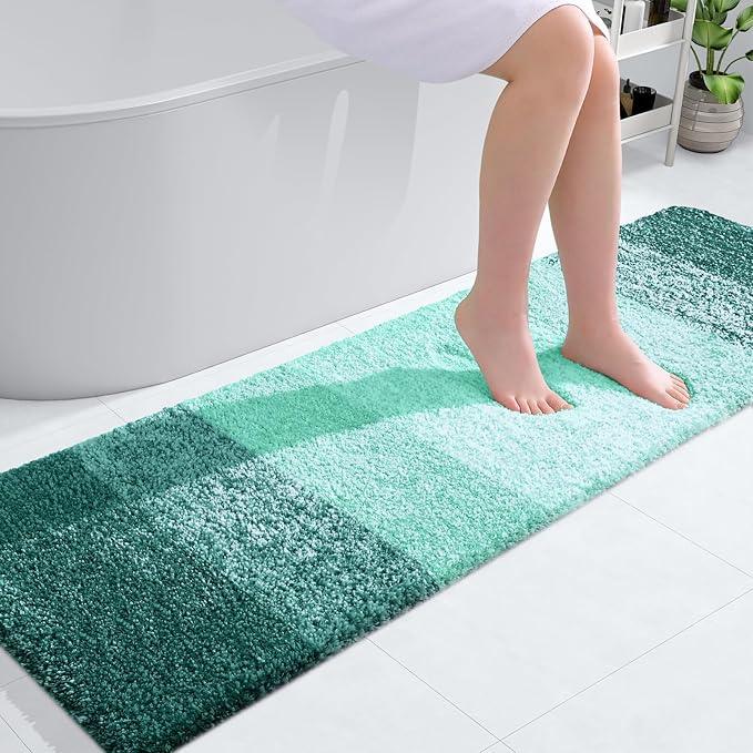 OLANLY Bathroom Runner Rugs 59x17, Extra Soft Absorbent Microfiber Bath Rugs, Rubber Backing, Quick Dry, Washable Bath Mats for Bathroom Floor, Tub and Shower, Home Decor Accessories, Blackish Green - ModernBath