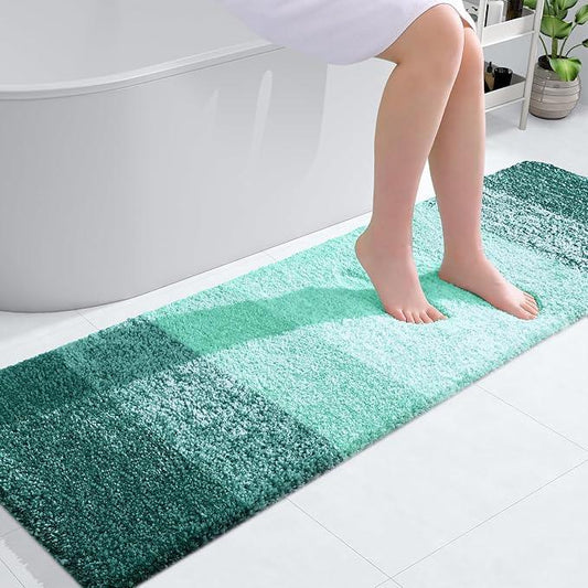 OLANLY Bathroom Runner Rugs 59x17, Extra Soft Absorbent Microfiber Bath Rugs, Rubber Backing, Quick Dry, Washable Bath Mats for Bathroom Floor, Tub and Shower, Home Decor Accessories, Blackish Green - ModernBath