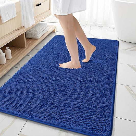 OLANLY Bathroom Rugs 59x35, Extra Soft Absorbent Chenille Bath Rugs, Rubber Backing Quick Dry, Machine Washable Bath Mats for Bathroom Floor, Tub and Shower, Home Decor Accessories, Royal Blue - ModernBath