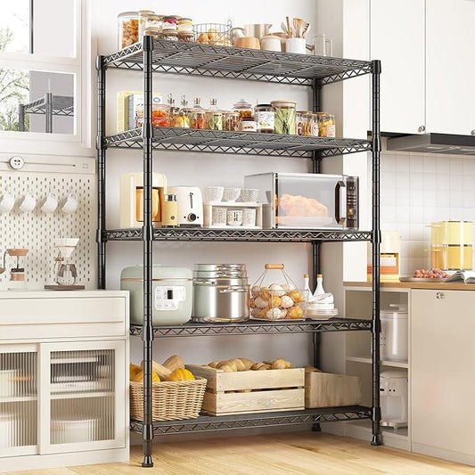 REIBII Storage Shelves, 5-Tire Wire Shelving Load 1000LBS Metal Shelves for Storage Adjustable Garage Shelving Unit Wire Shelf Rack Kitchen Storage Rack Pantry Shelves 31.5''W x 15.7'' D x 71''H - ModernBath