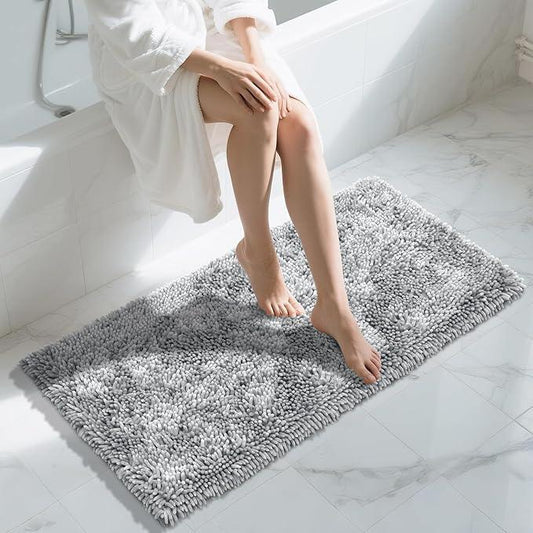 Yimobra Long Bathroom Rug Non Slip 44x24 Inch, Extra Thick Soft Absorbent Chenille Bath Mat, Machine Washable Bath Rugs for Bathroom Floor, Tub and Shower, Home Decor Accessories, Light Grey - ModernBath