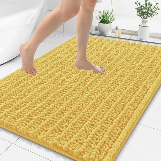 Smiry Bathroom Rugs Mat 48x32, Extra Soft Absorbent Chenille Bath Rugs, Non Slip Rubber Backing Machine Washable Quick Dry Bath Mats for Bathroom Floor, Tub, Shower, Home Decor Accessories, Yellow - ModernBath