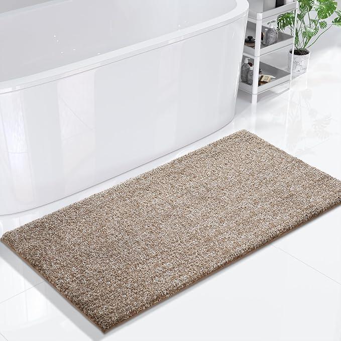Yimobra Bathroom Runner Rug Non Slip Washable, Soft Absorbent Microfiber Long Bath Mat, Dual-Tone Decor Rug with Rubber Backing for Floor,Tub and Hallway,60x24,Home Essentials,Brown and White - ModernBath