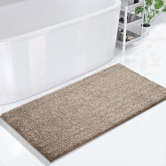 Yimobra Bathroom Runner Rug Non Slip Washable, Soft Absorbent Microfiber Long Bath Mat, Dual-Tone Decor Rug with Rubber Backing for Floor,Tub and Hallway,60x24,Home Essentials,Brown and White - ModernBath