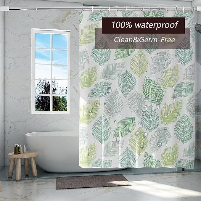 TIKABC Shower Curtain Liner, 4G PEVA Shower Liner, Plastic Waterproof Shower Curtains, with Grommet Holes and 3 Magnetic Weights(Colored Leaves) - ModernBath