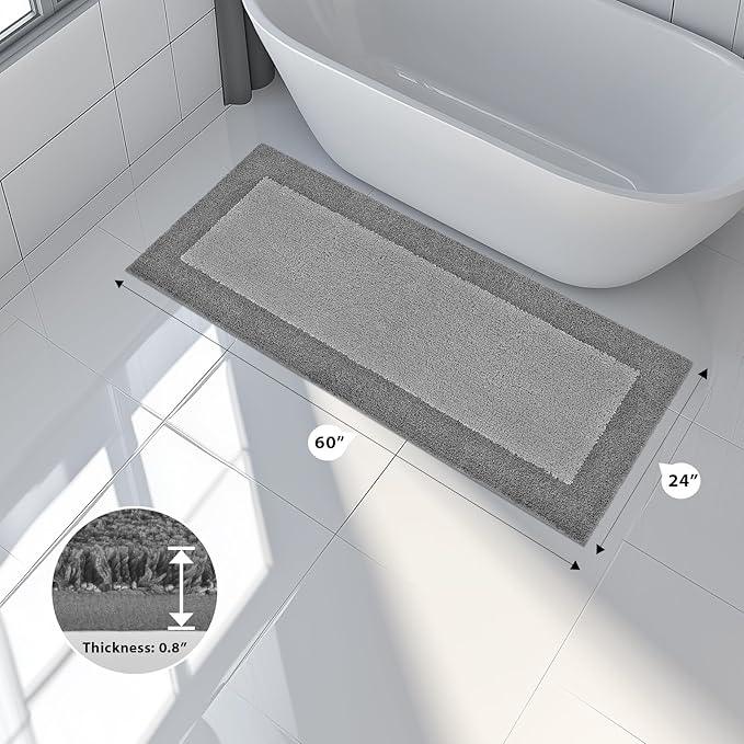 anllugs Bathroom Rugs 24" x 60", Non-Slip Extra Soft Absorbent Bath Rugs, Machine Washable Quick Dry Bath Mats for Bathroom Floor, Shower, Bathtub and Sink, Grey & Dark Grey - ModernBath