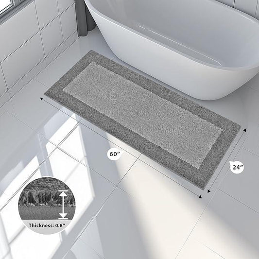 anllugs Bathroom Rugs 24" x 60", Non-Slip Extra Soft Absorbent Bath Rugs, Machine Washable Quick Dry Bath Mats for Bathroom Floor, Shower, Bathtub and Sink, Grey & Dark Grey - ModernBath