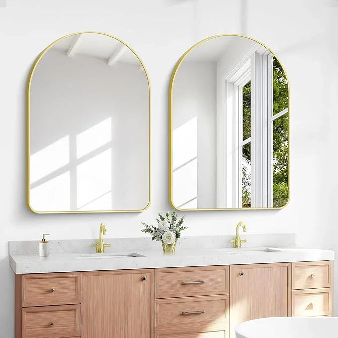 Arched Bathroom Mirror, 26"x38" Gold Arched Mirror for Bathroom, Wall Mounted Mirror, Vanity Wall Mirror Metal Frame for Bedroom, Entryway, Living Room, Hanging or Leaning Against Wall - ModernBath