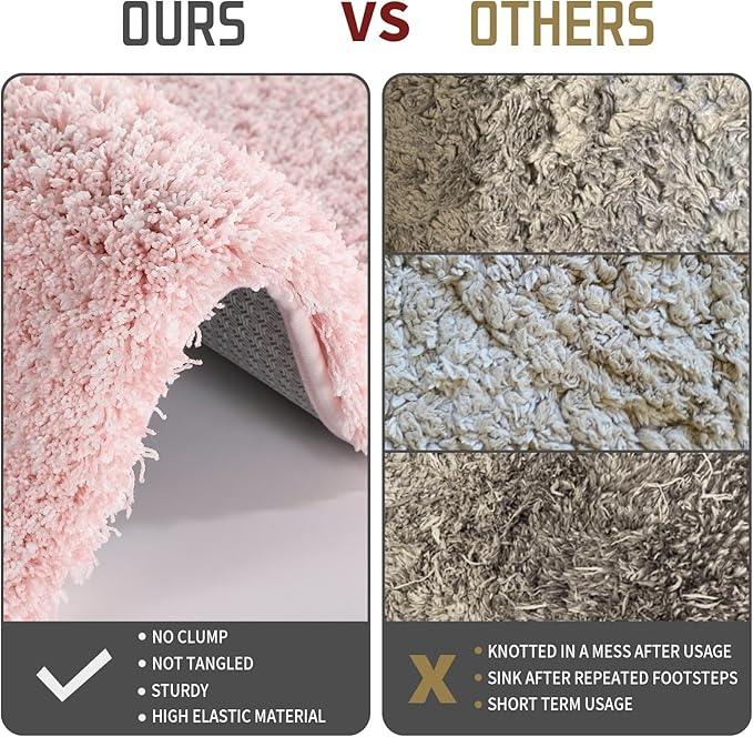 Yimobra Light Pink and White Bathroom Rugs Non Slip Washable, Ultra Soft and Water Absorbent Bath Mats, Plush Fluffy Shower Mat Outside, Microfiber Thick Matts for Bathroom Floor/Sink, 24x17 - ModernBath