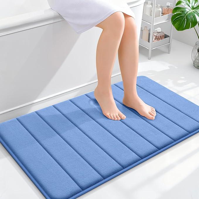 OLANLY Memory Foam Bath Mat 36x24, Super Soft Absorbent Bathroom Rugs, Quick Dry, Machine Washable Shower Floor Rugs, Bathmat Carpet, Bathroom Home Decor Accessories, Cornflower Blue - ModernBath