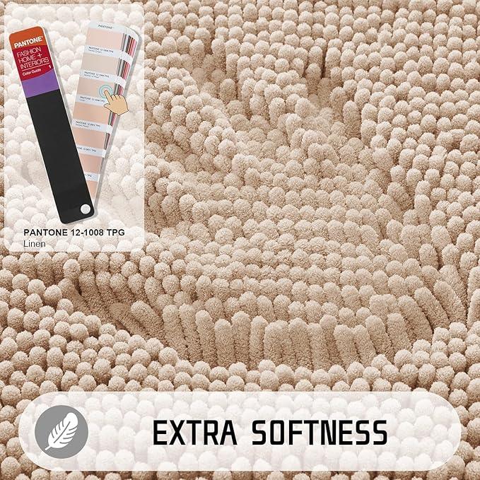 Yimobra Long Bathroom Rugs 44"x24", Extra Soft Non Slip Bath Mat for Tub, Super Absorbent Quick Dry Shaggy Rug Floor Carpet, Machine Washable,Beige - ModernBath