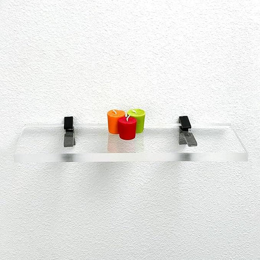 Clear Acrylic Shelves for Wall Storage, 6" W X 36" L, 3/4" Thick Wall Mounted Floating Shelves for Bedroom, Living Room, Bathroom, Kitchen -‎Easy Installation with Screws and Black Finish Brackets - ModernBath