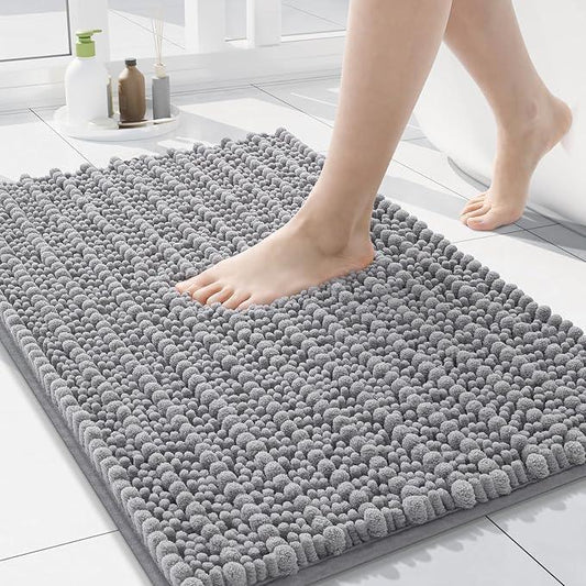 Arotive Luxury Chenille Bathroom Rug Mat, Extra Soft Thick Absorbent Shaggy Bath Rugs, Non-Slip Machine Wash Dry, Plush Bath Mats for Bathroom, Shower and Tub, 24x16, Grey - ModernBath