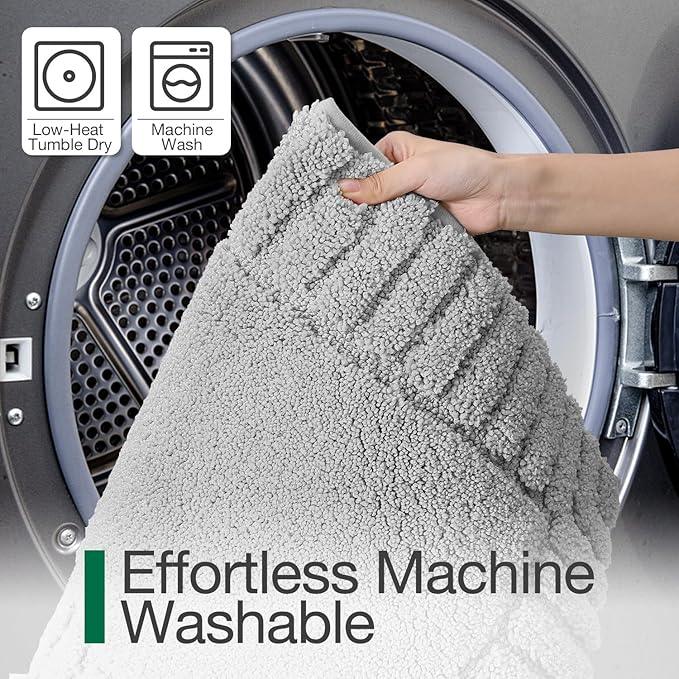 LUMI Bathroom Rugs Non Slip with Rubber Backing, Extra Soft Plush Microfiber Bath Rug Absorbent, Machine Washable Bath Mat Quick Dry for Tub, Shower, Hotel, Light Grey, 20"x32" - ModernBath
