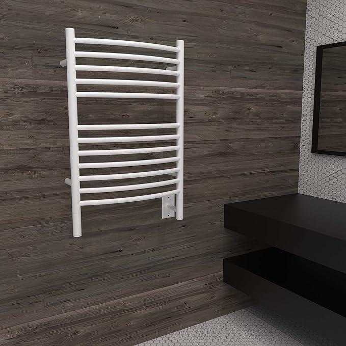 Amba Jeeves ECW Model E-Curved 12-Bar Hardwired Towel Warmer White - ModernBath