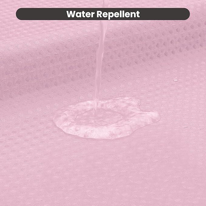 Inhousolu No Hook Waffle Weave Shower Curtain with Removable Snap in Fabric Liner Set for Bathroom, 230 GSM Heavy Duty Weighted Hem, Water Repellent Washable Bath Curtains, 72 x 72 Inch, Pink - ModernBath