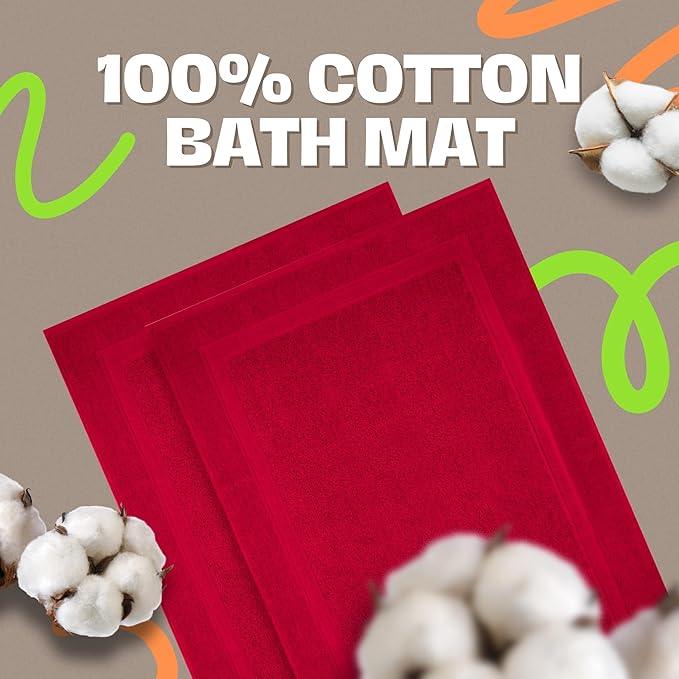 Infinitee Xclusives Premium Cotton Bath Mats for Bathroom – Pack of 2 | 34x22 Inches | Ultra Soft, Super Absorbent, Non-Slip, Machine Washable Mats (Burgundy) [Not a Rug] - ModernBath