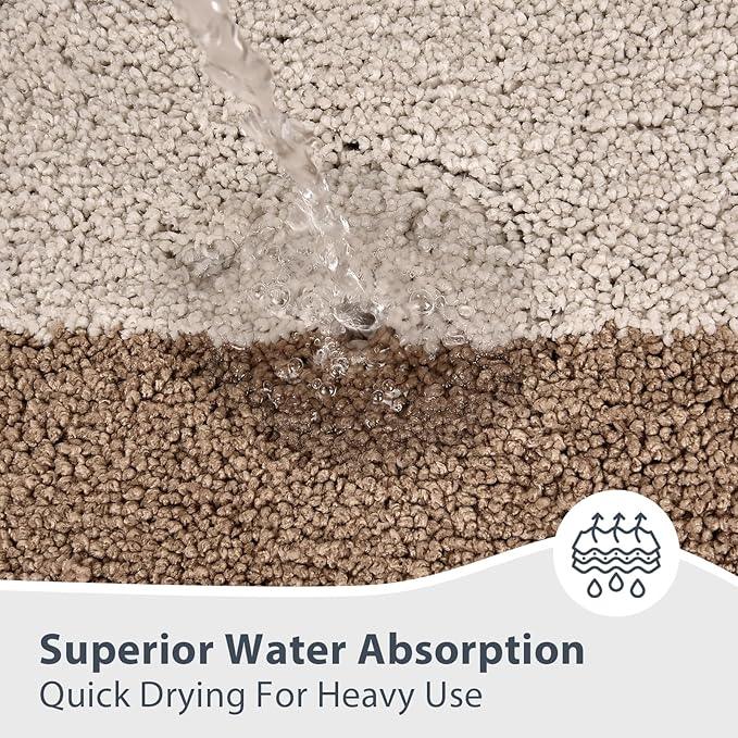 anllugs Bathroom Rugs 24" x 60", Non-Slip Extra Soft Absorbent Bath Rugs, Machine Washable Quick Dry Bath Mats for Bathroom Floor, Shower, Bathtub and Sink, Beige & Grayish Brown - ModernBath