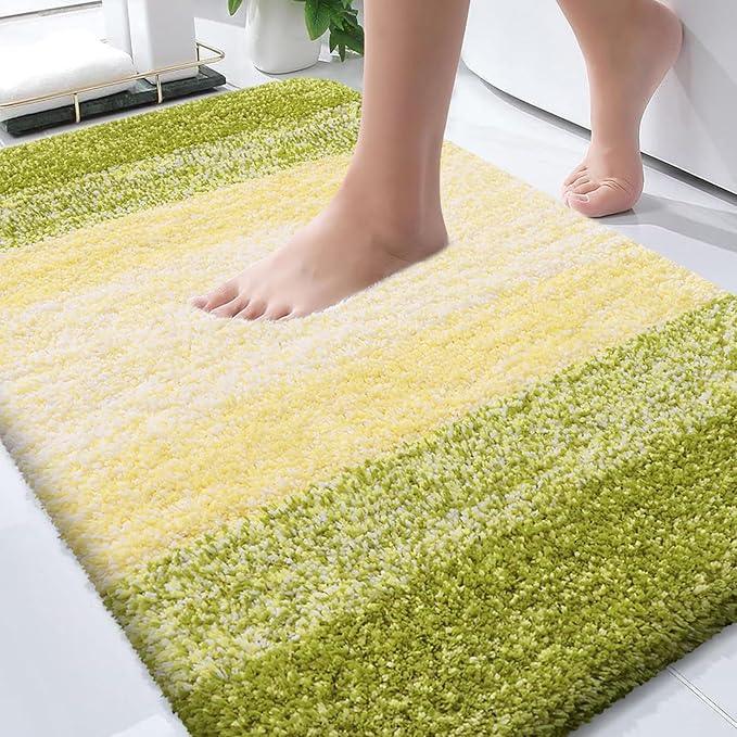 OLANLY Bathroom Rugs Mat 36x24, Extra Soft Absorbent Microfiber Bath Rugs, Rubber Backing, Quick Dry, Machine Washable Bath Mats for Bathroom Floor, Tub and Shower, Home Decor Accessories, Olive Green - ModernBath