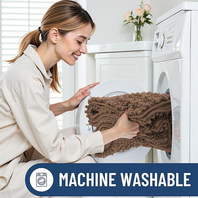Smiry Bathroom Rugs Mat 30x20, Extra Soft Absorbent Chenille Bath Rugs, Non Slip Rubber Backing Machine Washable Quick Dry Bath Mats for Bathroom Floor, Tub, Shower, Home Decor Accessories, Mocha - ModernBath