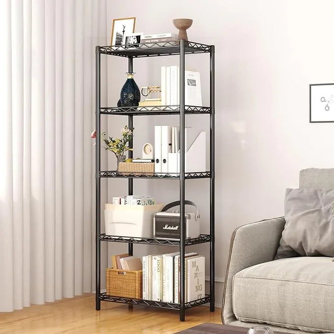 HOMEFORT 5-Tier Wire Shelving 5 Shelves Unit Metal Storage Rack Durable Organizer Perfect for Pantry Closet Kitchen Laundry Organization in Black - ModernBath