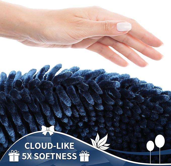 Yimobra Bathroom Rugs Sets 2 Piece, Soft Absorbent Bath Mat and U-Shaped Toilet Rug with Non Slip Backing, Luxury Shaggy Bath Mats for Bathroom, Machine Washable, 24"x17"+24"x20", Blue - ModernBath