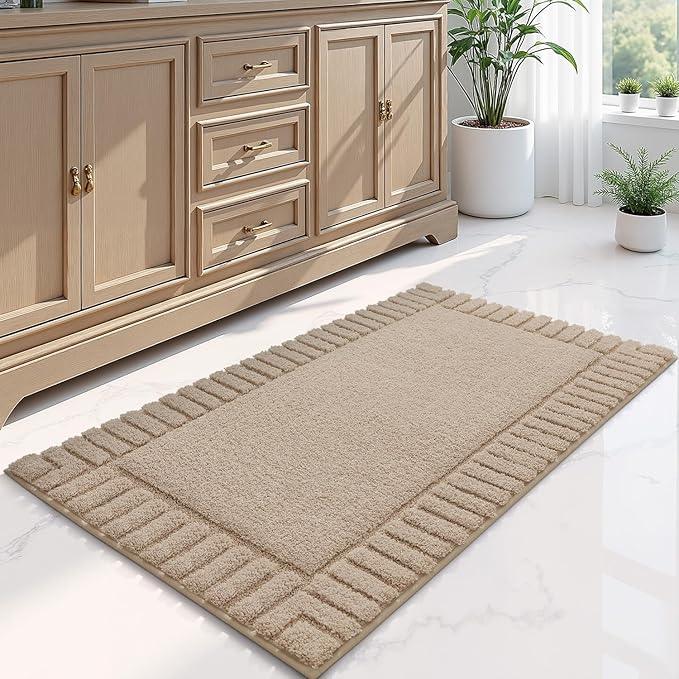 LUMI Bathroom Rugs Non Slip with Rubber Backing, Extra Soft Plush Microfiber Bath Rug Absorbent, Machine Washable Bath Mat Quick Dry for Tub, Shower, Hotel, Beige, 24"x43" - ModernBath