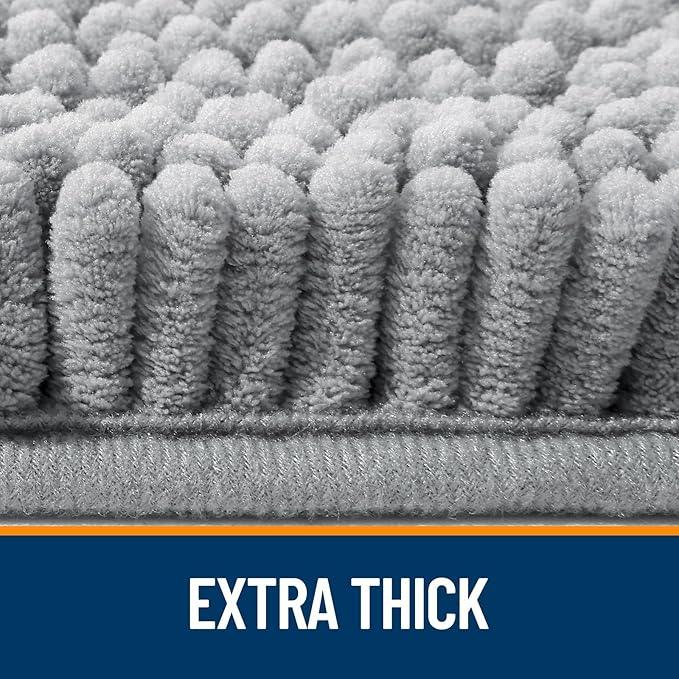 OLANLY Bathroom Rugs 47x17, Extra Soft Absorbent Chenille Bath Rugs, Rubber Backing Quick Dry, Machine Washable Bath Mats for Bathroom Floor, Tub and Shower, Home Decor Accessories, Grey - ModernBath