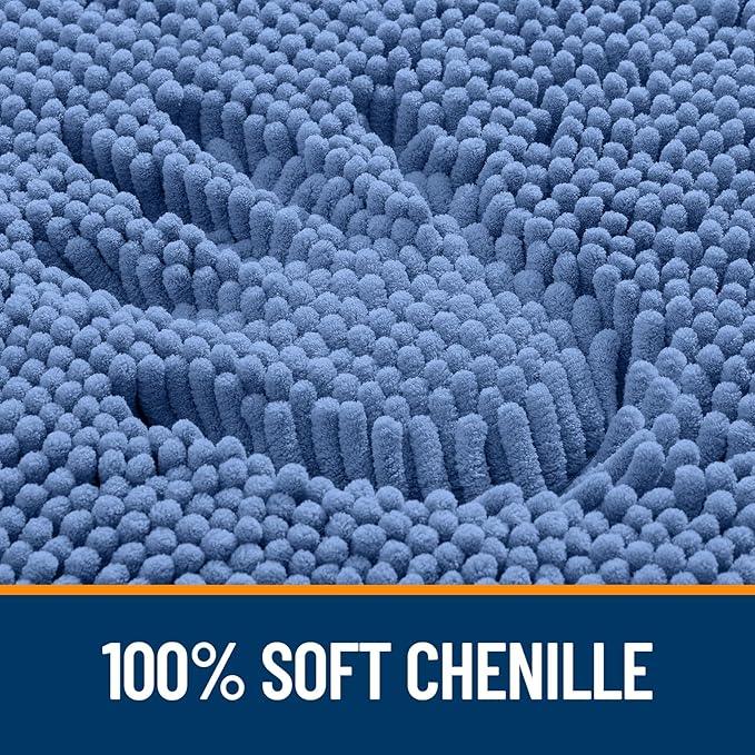 OLANLY Bathroom Rugs 36x24, Extra Soft Absorbent Chenille Bath Rugs, Rubber Backing Quick Dry, Machine Washable Bath Mats for Bathroom Floor, Tub and Shower, Home Decor Accessories, Cornflower Blue - ModernBath