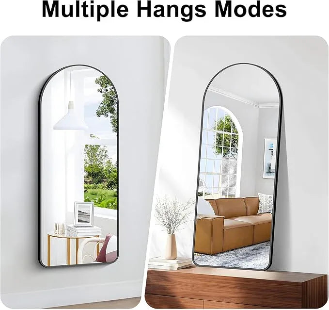Arched Bathroom Mirror, 16"x48" Black Arched Mirror for Bathroom, Wall Mounted Mirror, Vanity Wall Mirror w/Metal Frame for Bedroom, Entryway, Living Room, Vertically Hanging - ModernBath
