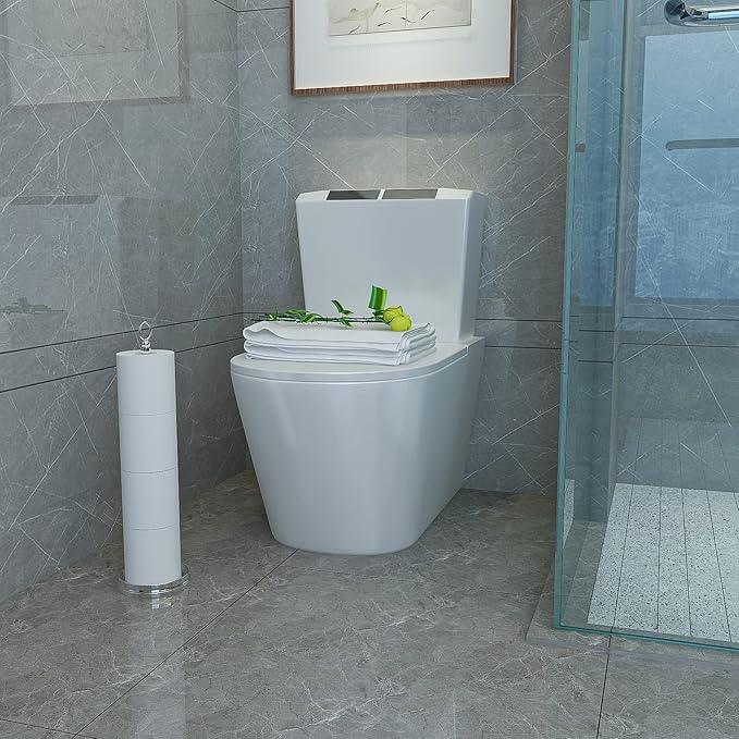 Heavy Weighted Toilet Paper Holder (with Reserve Function) Free Standing Toilet Paper Storage，Spare Toilet Paper Roll Holder Storage Stand for Bathroom Total Height 22.5" ，Chrome - ModernBath