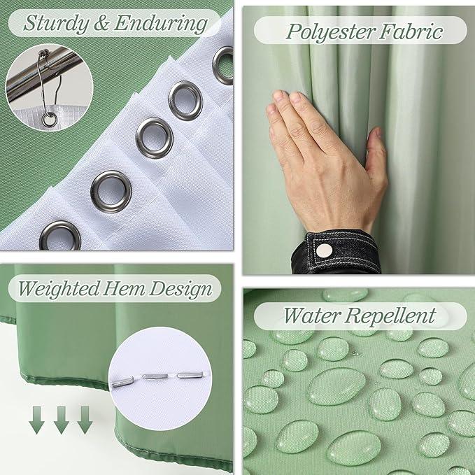 XLHOMO Sage Green Bathroom Set - 24PC Bathroom Sets with Shower Curtain and Rugs, Sage Green Bathroom Accessories Set with Press-on Lid Bathroom Trash Can, Soap Dispenser - ModernBath