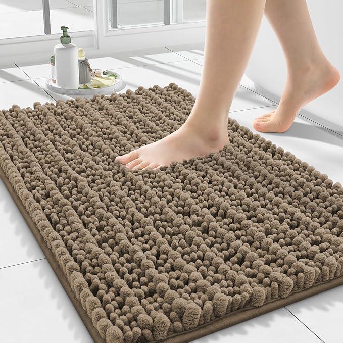 Smiry Bathroom Rugs Mat 24x16, Extra Soft Absorbent Chenille Bath Rugs, Non Slip Rubber Backing Machine Washable Quick Dry Bath Mats for Bathroom Floor, Tub, Shower, Home Decor Accessories, Camel - ModernBath
