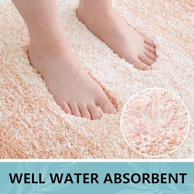 Arotive Microfiber Bathroom Rugs, Shaggy Soft and Absorbent Bath Rug, Non-Slip, Thick Plush Machine Washable Dry Bath Mats for Bathroom, Tub and Shower, 47x24, Peach, Rectangular - ModernBath